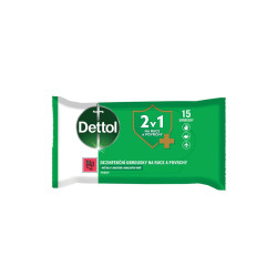 DETTOL Dezinfekční ubrousky 2v1 na ruce a povrchy 15ks