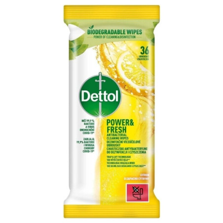 DETTOL Antibakteriální ubrousky na povrchy Citron 36ks